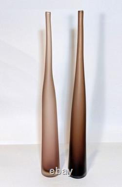 Pair Tall Laura De Santillana Vases for Arcade Satin Finish Murano