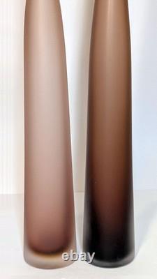 Pair Tall Laura De Santillana Vases for Arcade Satin Finish Murano
