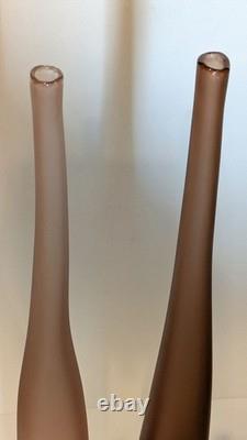 Pair Tall Laura De Santillana Vases for Arcade Satin Finish Murano