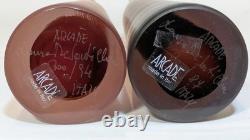 Pair Tall Laura De Santillana Vases for Arcade Satin Finish Murano