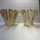Pair of Antonio Tammaro Murano Glass Vases Hand Blown Amber Ruffled MCM Italian