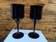 Pair of Carlo Moretti Murano Black Amethyst Stemmed Goblets Hand Blown Italy