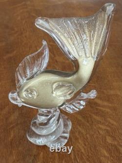 Pair of Murano Glass Fish Hand Blown Gold Art Glass