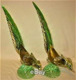 Pair of Murano Italy Art Glass Bird Figurines