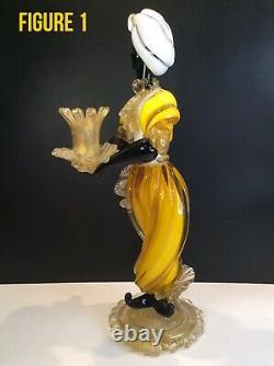 Pair of Venetian Murano Alfredo Barbini Blackamoor Figurine Candleholders 1950s