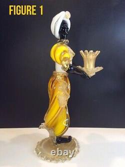 Pair of Venetian Murano Alfredo Barbini Blackamoor Figurine Candleholders 1950s