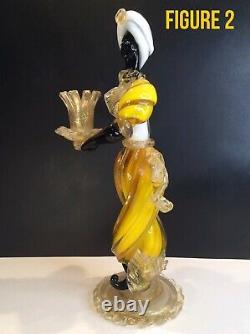 Pair of Venetian Murano Alfredo Barbini Blackamoor Figurine Candleholders 1950s