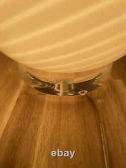 Pair of Vetri / Maestri Murano White Swirl 12Italian Glass Egg Lamp 60's70's