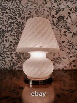 Pair of Vintage MUSHROOM TABLE LAMPS VETRI MURANO Art Glass 70s Italy Swirl