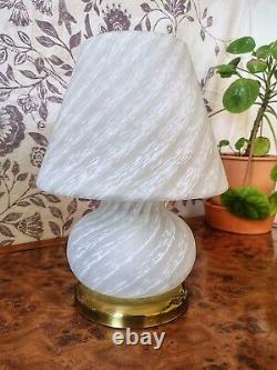 Pair of Vintage MUSHROOM TABLE LAMPS VETRI MURANO Art Glass 70s Italy Swirl