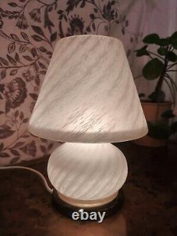 Pair of Vintage MUSHROOM TABLE LAMPS VETRI MURANO Art Glass 70s Italy Swirl