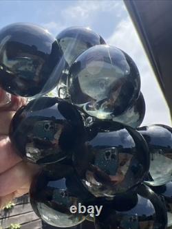 Pair of XL 1950s Murano Hand Blown Glass Green Grape Clusters with Uranium Glow