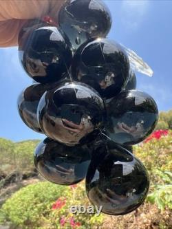 Pair of XL 1950s Murano Hand Blown Glass Green Grape Clusters with Uranium Glow