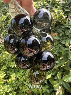 Pair of XL 1950s Murano Hand Blown Glass Green Grape Clusters with Uranium Glow