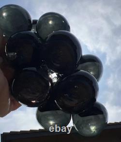 Pair of XL 1950s Murano Hand Blown Glass Green Grape Clusters with Uranium Glow