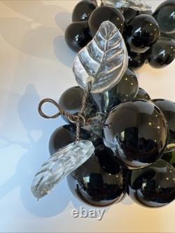 Pair of XL 1950s Murano Hand Blown Glass Green Grape Clusters with Uranium Glow
