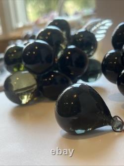 Pair of XL 1950s Murano Hand Blown Glass Green Grape Clusters with Uranium Glow