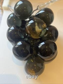 Pair of XL 1950s Murano Hand Blown Glass Green Grape Clusters with Uranium Glow