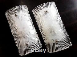 Pair of original Italian Vintage 70s sconces, hand-blown heavy Murano glass