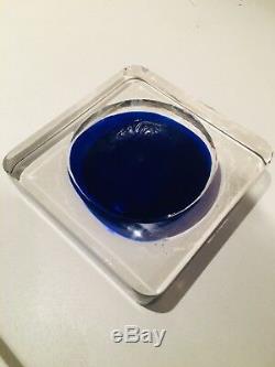 Paulo Venini Signed Mid-Century Glass'Slab Dish' Blue Centre, 1950s