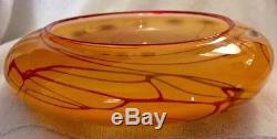 Phil Austin Snake Oil Glass Works Hand Blown Murano Gold Red Splash 9 Bowl New