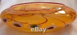 Phil Austin Snake Oil Glass Works Hand Blown Murano Gold Red Splash 9 Bowl New