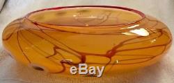 Phil Austin Snake Oil Glass Works Hand Blown Murano Gold Red Splash 9 Bowl New