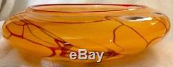 Phil Austin Snake Oil Glass Works Hand Blown Murano Gold Red Splash 9 Bowl New