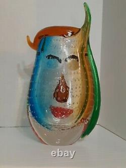 Picasso Italian Murano Art Glass Vase, 12 Colorful Hand Blown Home Decor