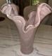 Pink Italian Murano Hand Blown Ruffled Glass Vase