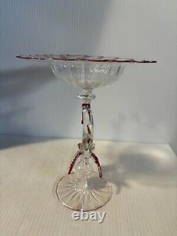 Post Modern Renaissance Murano Glass Cake Stand Signed Italy Hand Blown