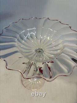 Post Modern Renaissance Murano Glass Cake Stand Signed Italy Hand Blown