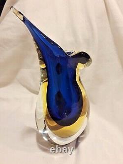 Pristine Vintage Murano Art Deco Hand Blown Sommerso Art Glass Vase-Flavio Poli