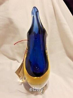 Pristine Vintage Murano Art Deco Hand Blown Sommerso Art Glass Vase-Flavio Poli