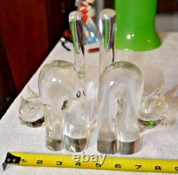 Qty 2 1950s Archimede Seguso Italian Modernist Hand Blown Murano Cat Bookends