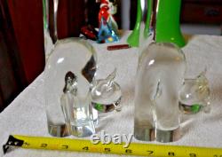 Qty 2 1950s Archimede Seguso Italian Modernist Hand Blown Murano Cat Bookends