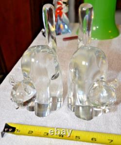 Qty 2 1950s Archimede Seguso Italian Modernist Hand Blown Murano Cat Bookends