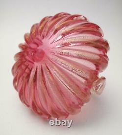 Quality Vintage Italian Murano Glass Pink Aventurine Basket Archimede Seguso