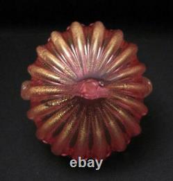 Quality Vintage Italian Murano Glass Pink Aventurine Basket Archimede Seguso