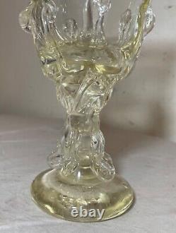 RARE 1800's antique hand blown Italian yellow Murano glass goblet chalice wine