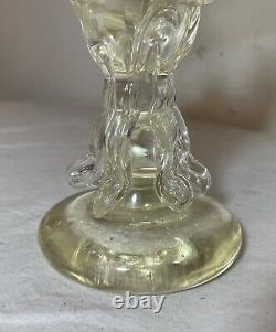 RARE 1800's antique hand blown Italian yellow Murano glass goblet chalice wine