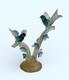 RARE Barbini Murano Glass Sculpture Birds Branch Flowers Teal Gold Flecks