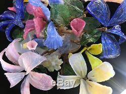 RARE Glass Flowers Murano Toso Venetian Centerpiece Floral Bouquet Arrangement