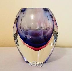 RARE! Mid Century Modern MURANO Sommerso Cased Glass Vase MINT CONDITION