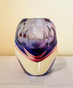 RARE! Mid Century Modern MURANO Sommerso Cased Glass Vase MINT CONDITION