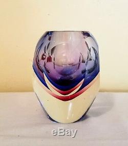 RARE! Mid Century Modern MURANO Sommerso Cased Glass Vase MINT CONDITION