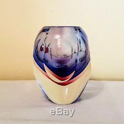 RARE! Mid Century Modern MURANO Sommerso Cased Glass Vase MINT CONDITION