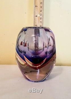 RARE! Mid Century Modern MURANO Sommerso Cased Glass Vase MINT CONDITION