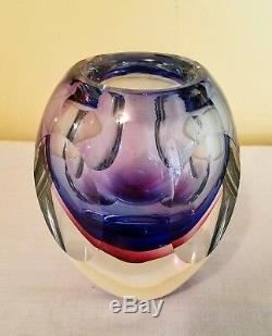 RARE! Mid Century Modern MURANO Sommerso Cased Glass Vase MINT CONDITION