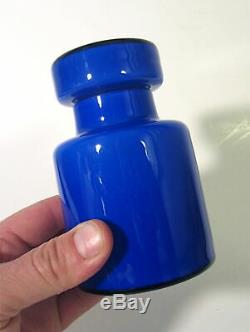 RARE Mid Century Modern VISTOSI Italian Murano Art Glass Blue Cased 4.5 Jar MCM